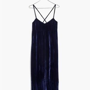 Madewell Crushed Velvet Slip Dress M Blue